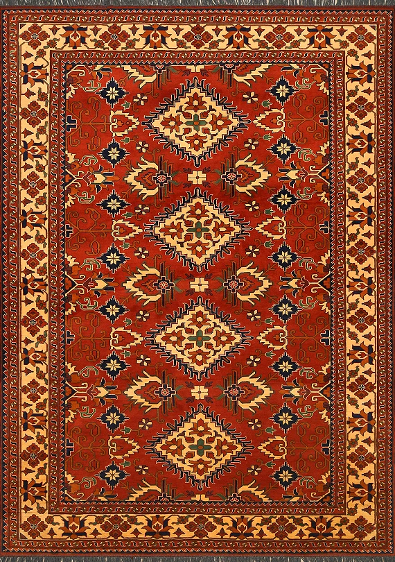 Шерстяной Афганский ковер Merinos №1483 337x246cm