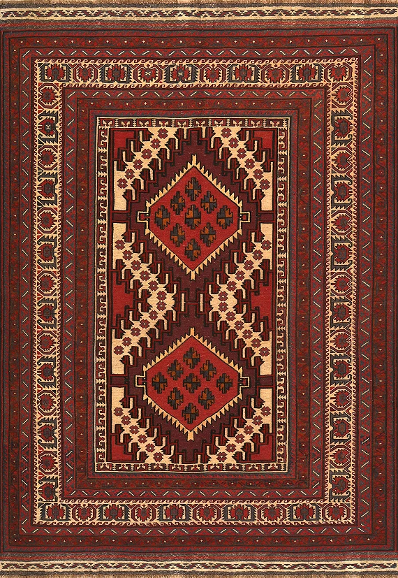 Безворсовый Пакистанский ковер Sirjan №4149 283x202cm из шерсти