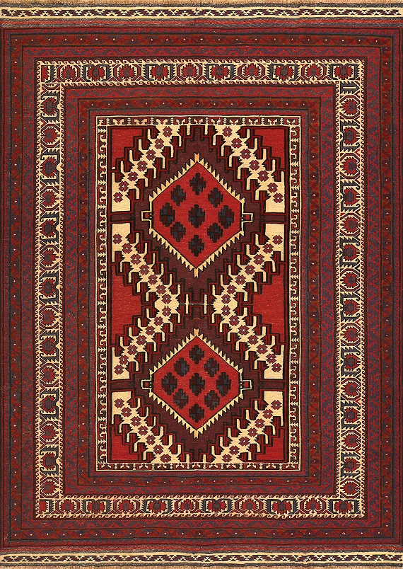 Безворсовый Пакистанский ковер Sirjan №4151 284x207cm из шерсти