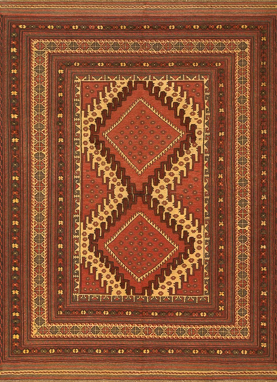 Безворсовый Пакистанский ковер Sirjan №4152 268x197cm из шерсти