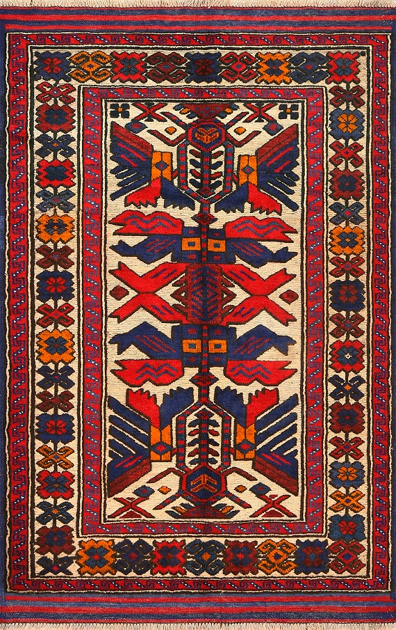 Безворсовый Пакистанский ковер Sirjan №4156 139x91cm из шерсти