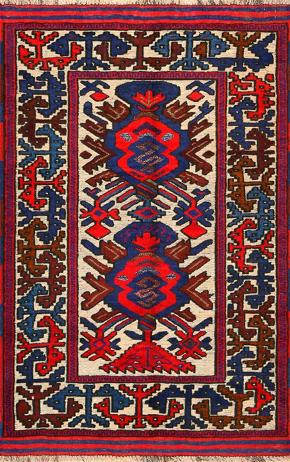 Безворсовый Пакистанский ковер Sirjan №4173 131x86cm из шерсти