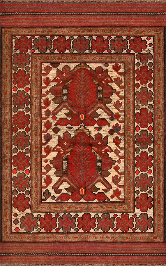 Безворсовый Пакистанский ковер Sirjan №4176 193x123cm из шерсти