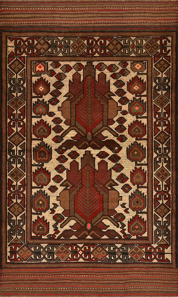 Безворсовый Пакистанский ковер Sirjan №4177 187x115cm из шерсти