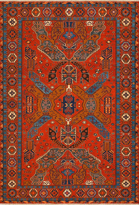 Безворсовый Пакистанский ковер Dragon №4182 271x185cm из шерсти