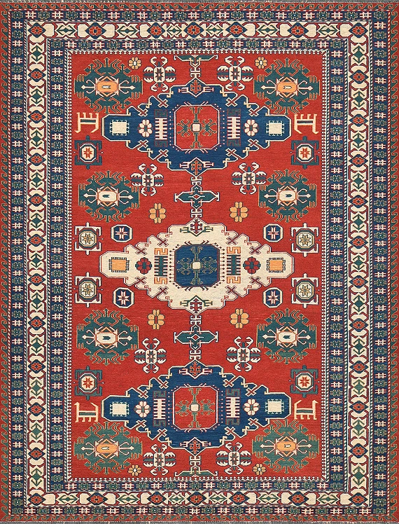 Безворсовый Пакистанский ковер Sumakh №4184 224x189cm из шерсти