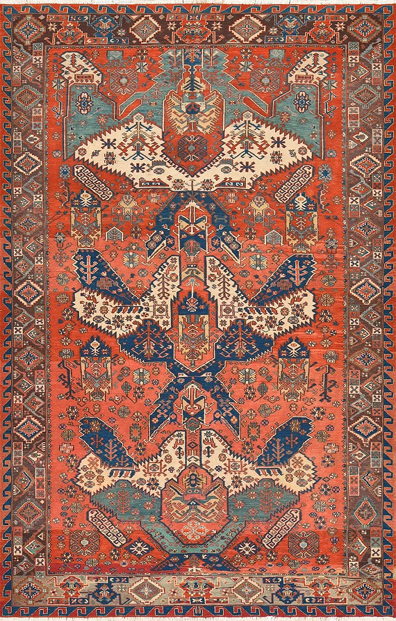 Безворсовый Пакистанский ковер Dragon №4189 273x177cm из шерсти