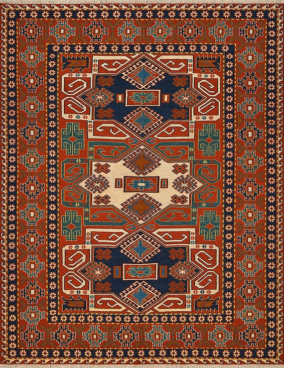 Безворсовый Пакистанский ковер Sumakh №4191 199x155cm из шерсти