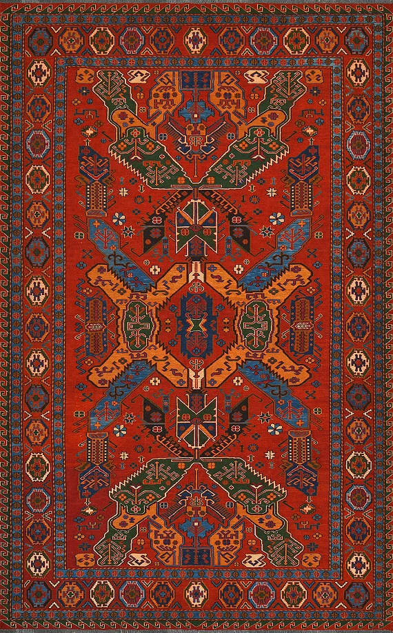 Безворсовый Пакистанский ковер Dragon №4194 286x181cm из шерсти