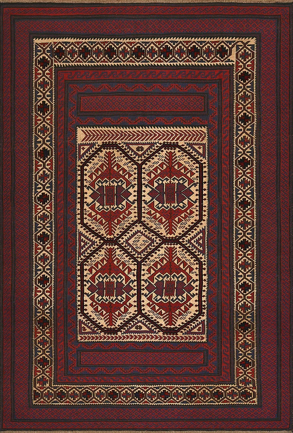 Безворсовый Пакистанский ковер Sirjan №4193 290x200cm из шерсти