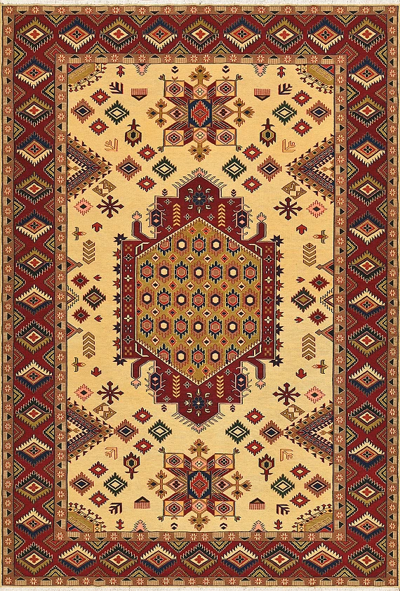 Безворсовый Пакистанский ковер Sumakh №4204 292x200cm из шерсти