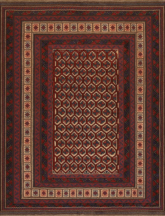Безворсовый Пакистанский ковер Sirjan №4205 255x198cm из шерсти