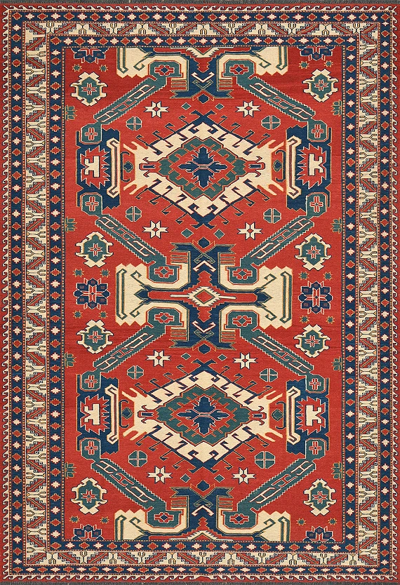 Безворсовый Пакистанский ковер Sumakh №4209 243x169cm из шерсти