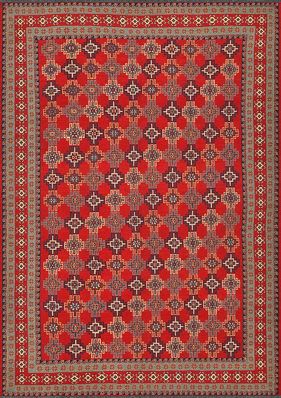 Безворсовый Пакистанский ковер Sirjan №4210 304x216cm из шерсти