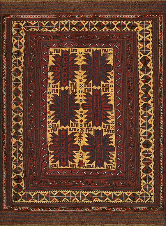 Безворсовый Пакистанский ковер Sirjan №4211 265x199cm из шерсти