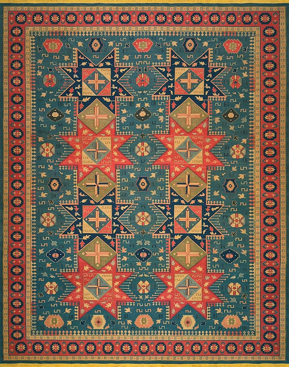 Безворсовый Пакистанский ковер Sumakh №4223 449x353cm из шерсти