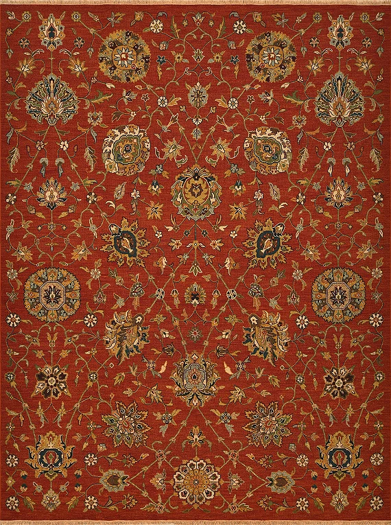 Безворсовый Индийский ковер Agra №2277 362x272cm из шерсти