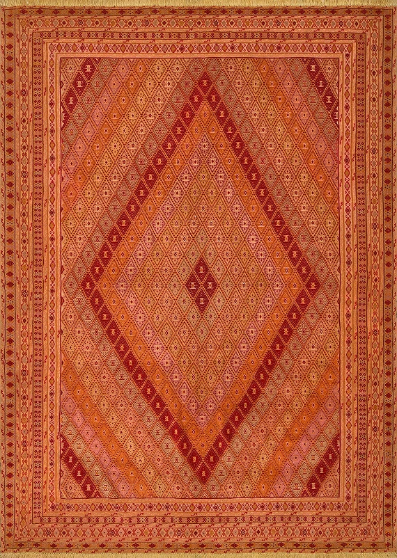 Безворсовый Персидский ковер Suzani №2319 261x191cm из шерсти