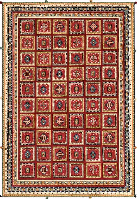 Безворсовый Индийский ковер Sirjan №2360 299x200cm из шерсти