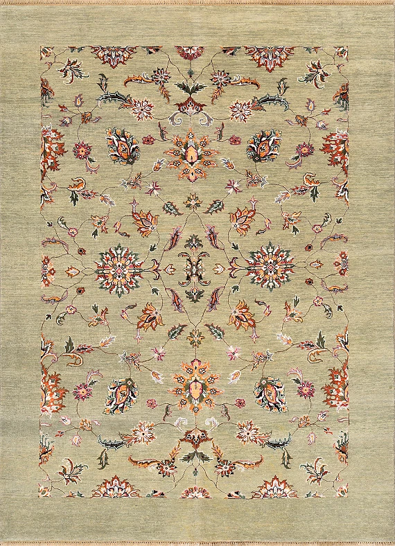 Современный Индийский ковер Mille Fleur №2007 228x170cm из шерсти и шелка в стиле неоклассика