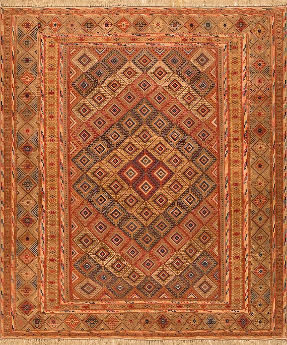 Безворсовый Персидский ковер Suzani №2426 184x161cm из шерсти