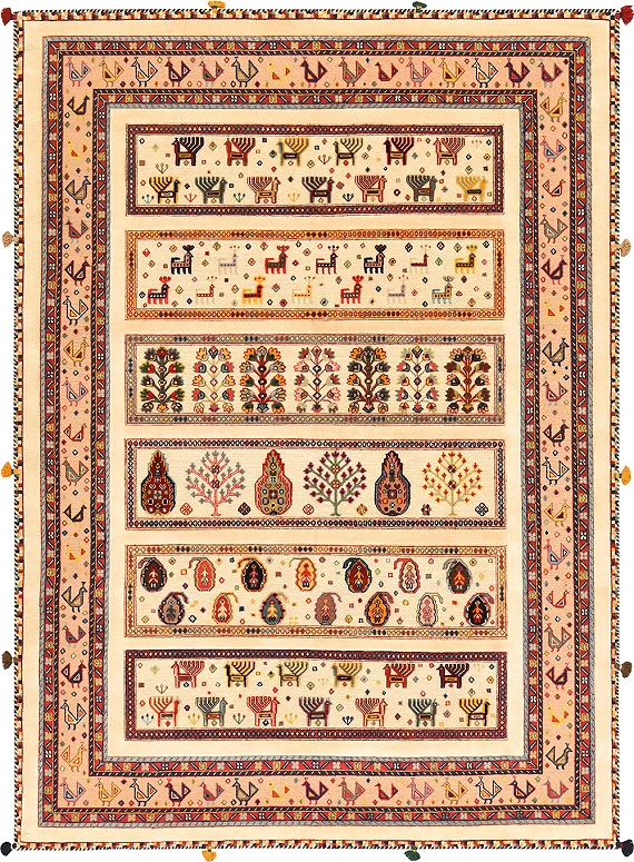 Безворсовый Индийский ковер Sirjan №3134 235x169cm из шерсти