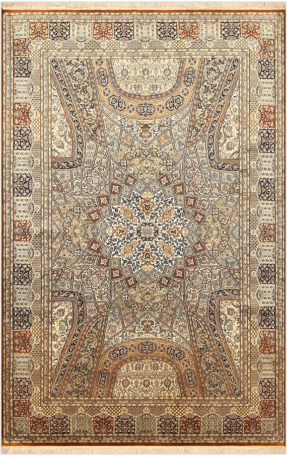 Шелковый Индийский ковер Gombad №4253 278x180cm