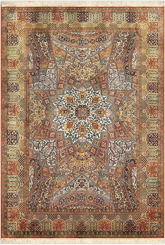 Шелковый Индийский ковер Gombad №4259 217x154cm