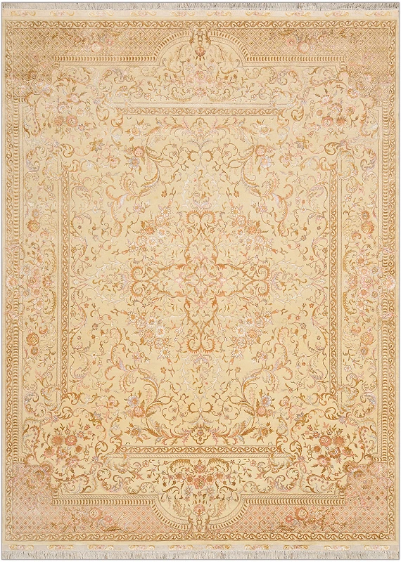 Современный Индийский ковер Aubusson №4297 325x240cm из шерсти и бамб. шелка в стиле неоклассика