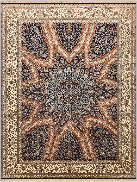 Шелковый Индийский ковер Gombad №4303 396x308cm