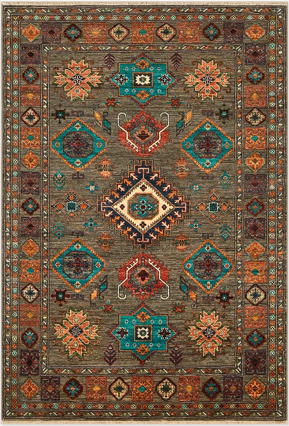 Шерстяной Пакистанский ковер Kazakh №4430 217x152cm