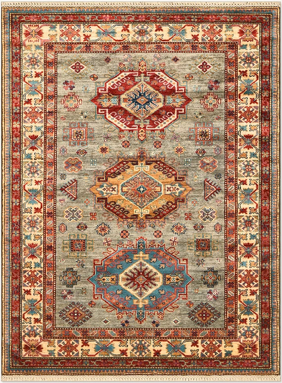 Шерстяной Пакистанский ковер Kazakh №4456 194x145cm