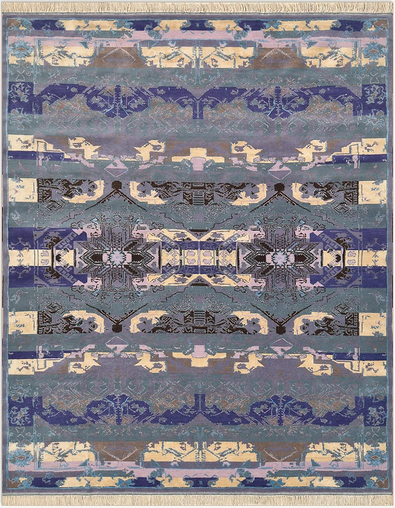 Современный Дагестанский ковер Fusion №3145 290x229cm из шерсти и шелка в стиле неоклассика