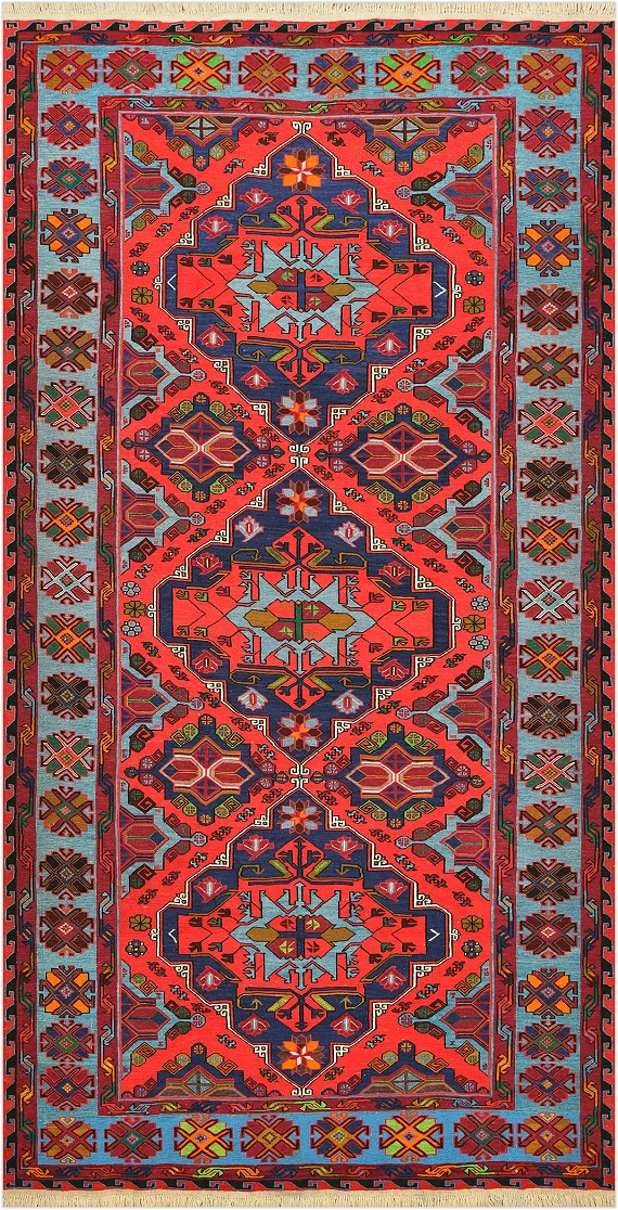 Безворсовый Дагестанский ковер Sumakh №4469 390x197cm из шерсти