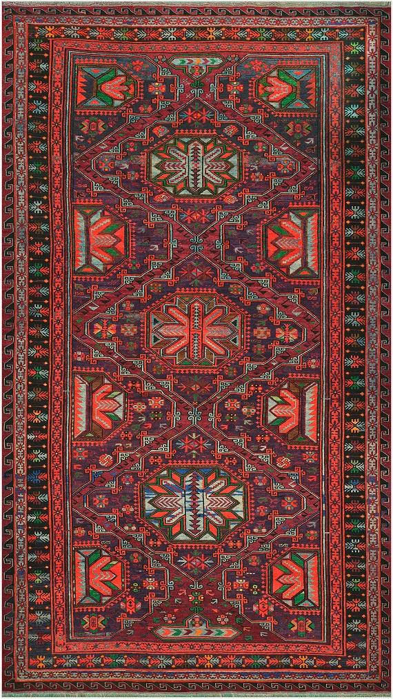 Безворсовый Дагестанский ковер Sumakh №4471 343x194cm из шерсти