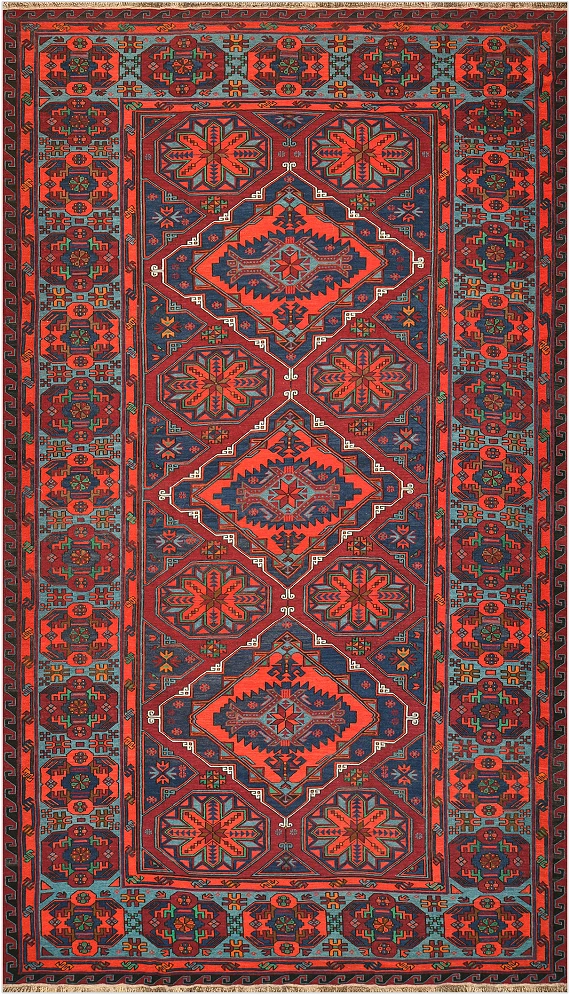 Безворсовый Дагестанский ковер Sumakh №4476 388x229cm из шерсти