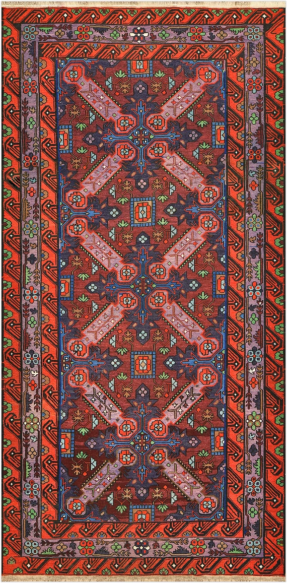Безворсовый Дагестанский ковер Sumakh №4477 312x158cm из шерсти