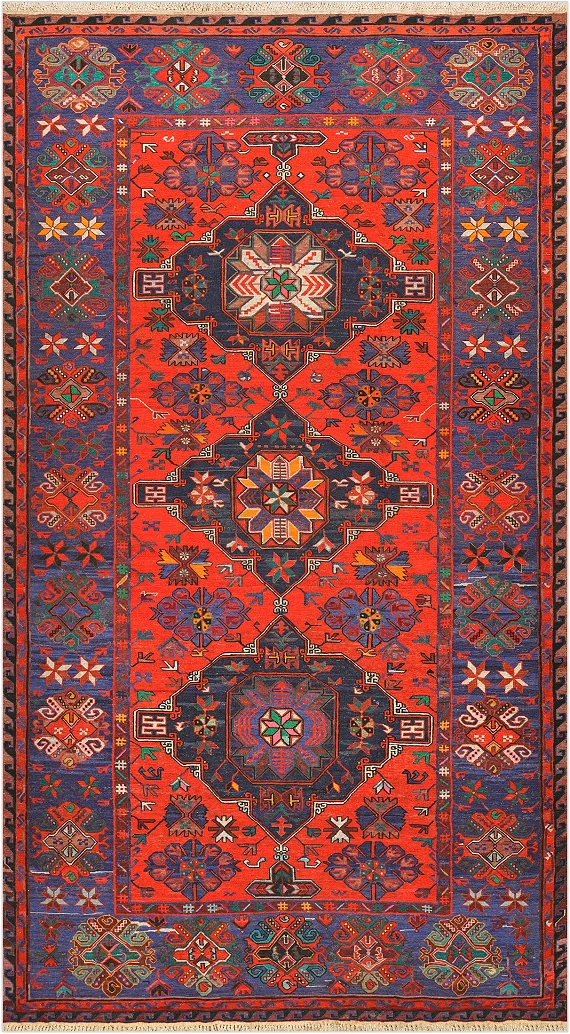 Безворсовый Дагестанский ковер Sumakh №4478 346x195cm из шерсти