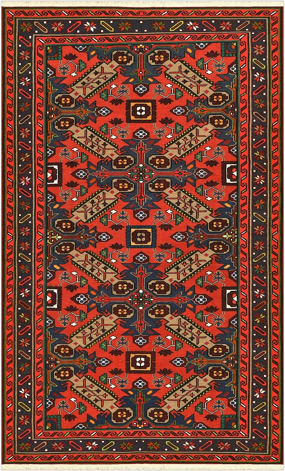Безворсовый Дагестанский ковер Sumakh №4486 254x155cm из шерсти