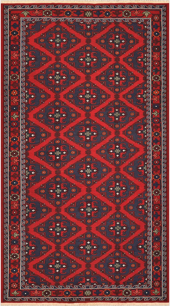 Безворсовый Дагестанский ковер Sumakh №4488 356x195cm из шерсти