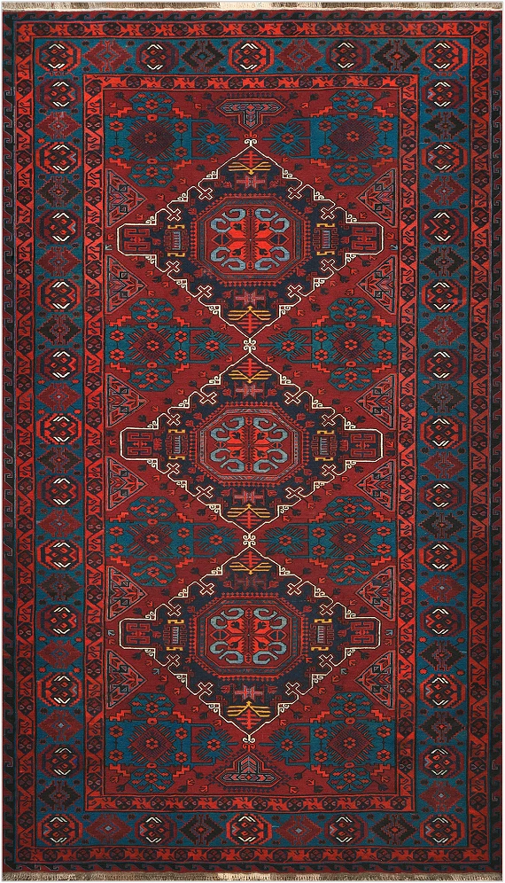 Безворсовый Дагестанский ковер Sumakh №4498 343x196cm из шерсти