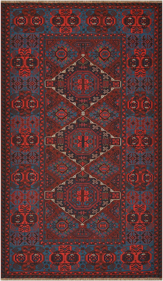 Безворсовый Дагестанский ковер Sumakh №4506 393x227cm из шерсти