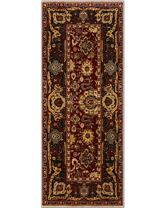 Шерстяной Индийский ковер Sultanabad Vintage №1013 305x122cm