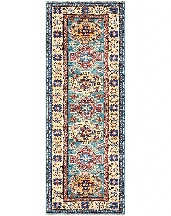 Шерстяной Кавказский ковер Kazakh №3168 199x77cm