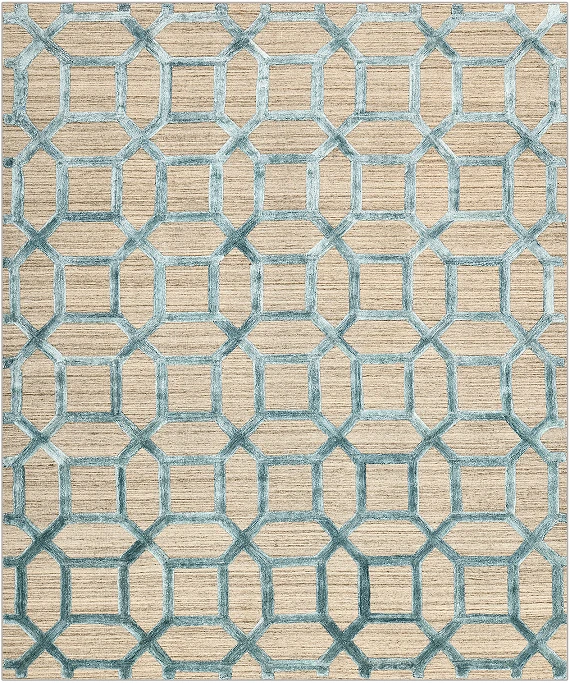 Безворсовый Индийский ковер Vilen №2976 290x243cm из шерсти и бамб. шелка