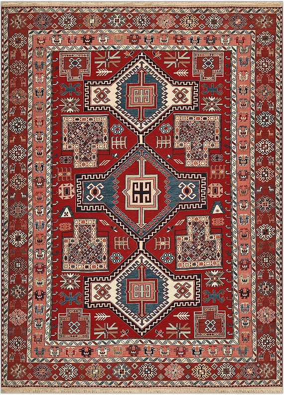 Безворсовый Пакистанский ковер Sumakh №4739 342x254cm из шерсти