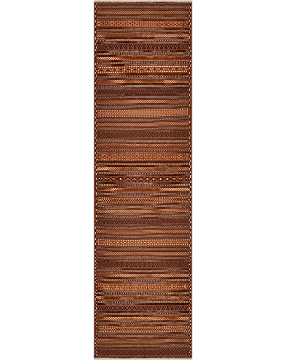 Безворсовый Пакистанский ковер Zinjan №4740 280x75cm из шерсти