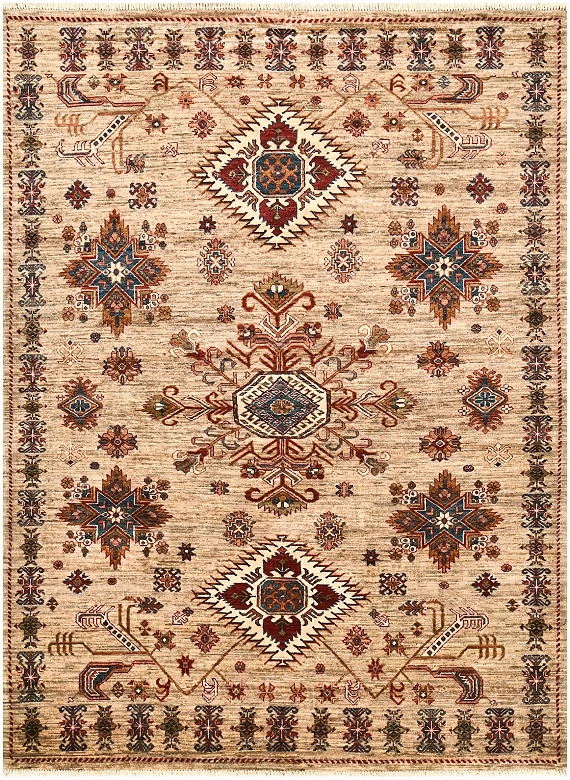 Шерстяной Пакистанский ковер Kazakh №4855 250x185cm