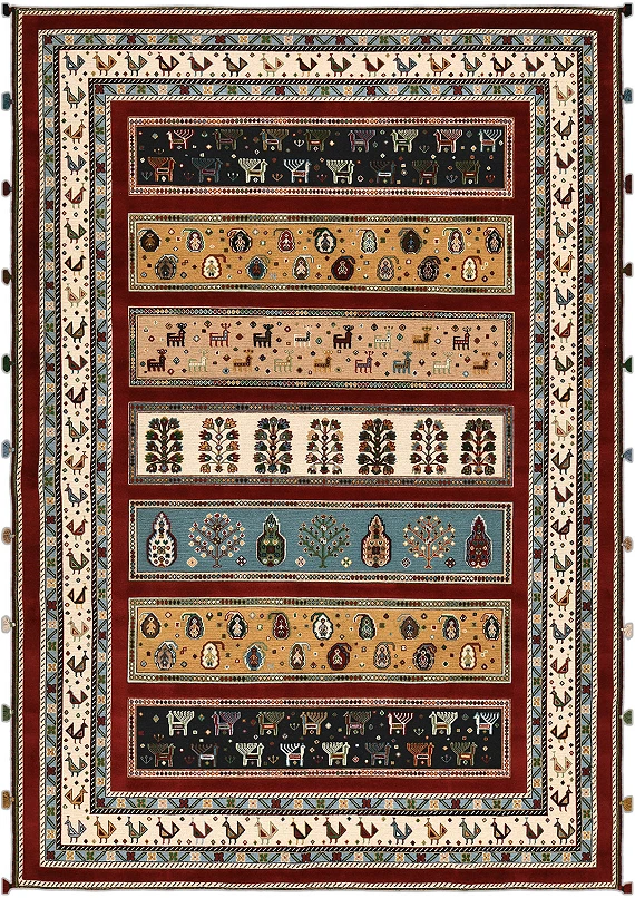 Безворсовый Индийский ковер Sirjan №4881 297x215cm из шерсти