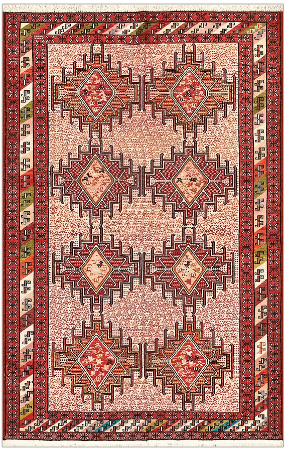 Безворсовый Индийский ковер Zili №4882 181x115cm из шелка